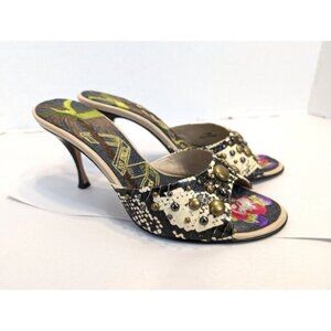 Beverly Feldman 'Aloha My Diva' Open Toe Sandals Kitten Stiletto Heel 7.5